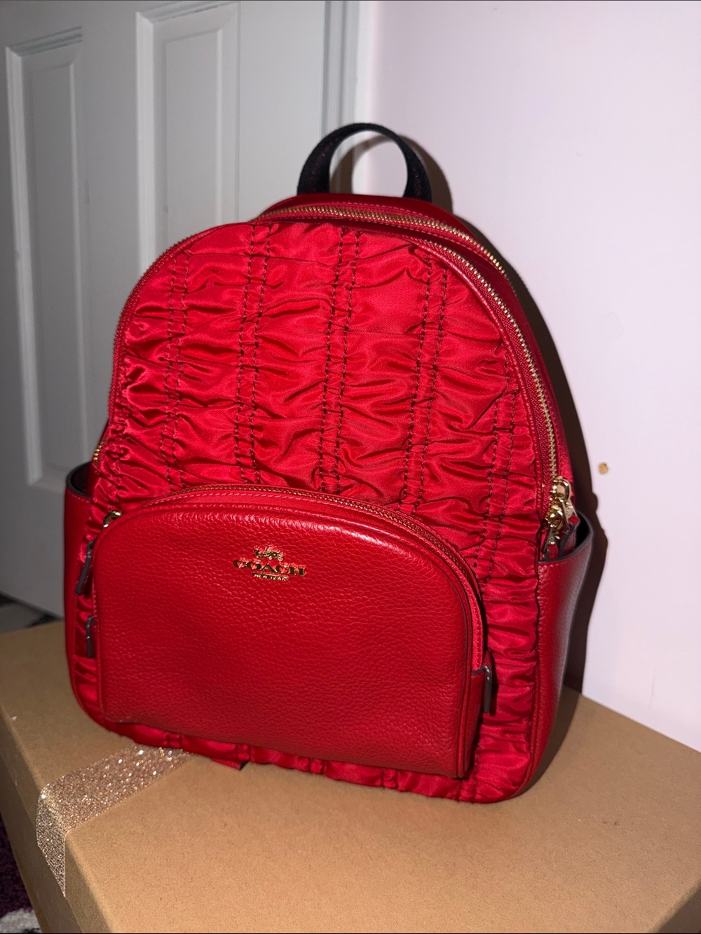 Coach Red Quilted and Leather Mini Backpack
